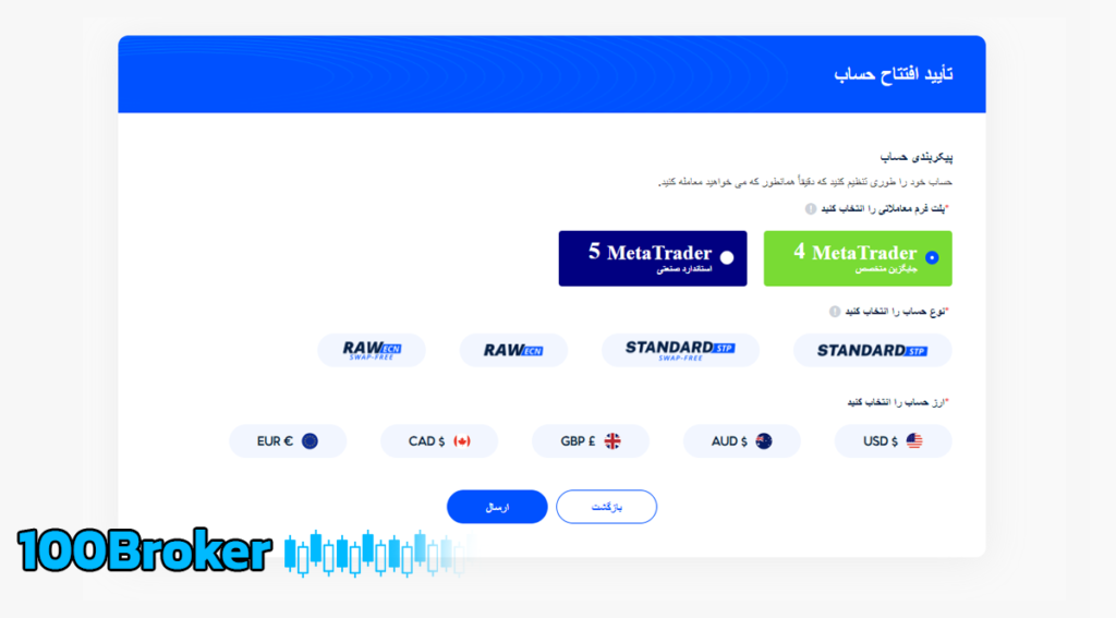 انواع حساب در بروکر وی تی مارکتس