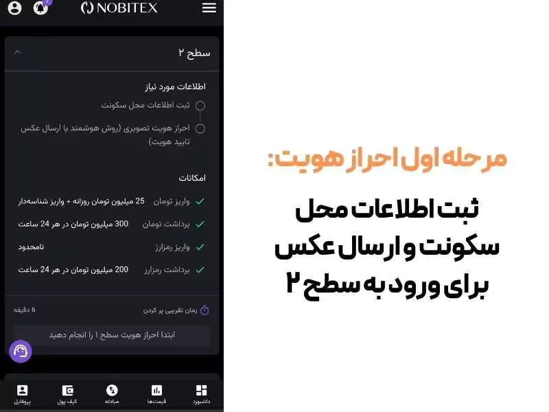 مرحله اول احراز هویت در نوبیتکس