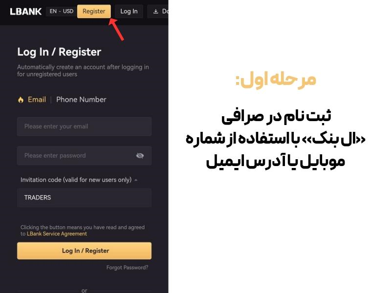 مرحله اول ثبت نام در صرافی ال بنک